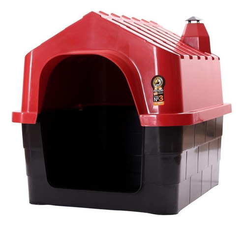 Caseta para perros Durapets Nº 3 con chimenea, color rojo
