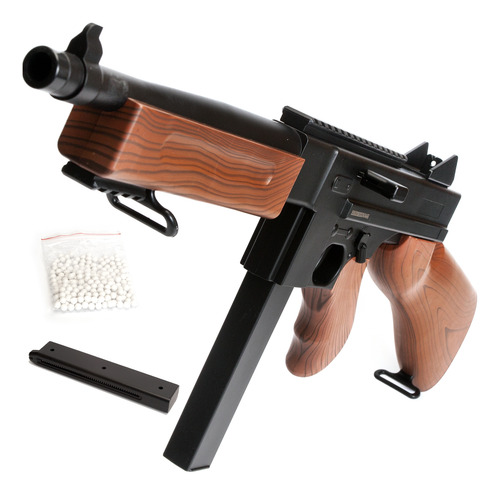 Sub Fusil Resorte Airsoft Negro Y Marrón Balines 6mm Airsoft Negro Y Marrón 6 Mm