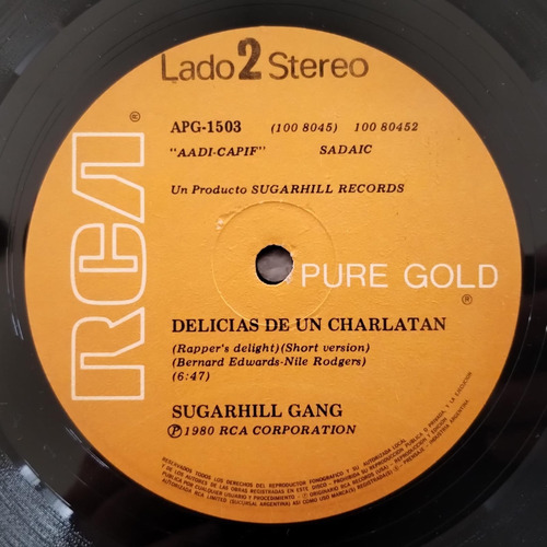Sugarhill Gang Rapper's Delight Vinilo 12 Arg 1980 Long Vers Estándar (Usado)
