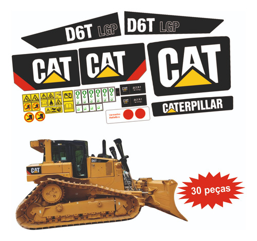 Adesivos Compatível Trator Esteira Cat D6t Lgp + Etiq Seg