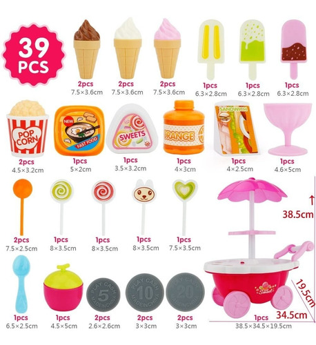 Imagen 5 de 6 de Disney Minnie Mouse Carrito Musical Postres 39 Pzs Original