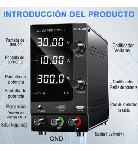 Nice-Power Fuente De Alimentación Regulable Laboratorio 0-30v 0-10a 300 W