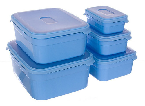 5 Potes Kit Bacias Organizadores Para Lavanderia Atacado Cor Azul