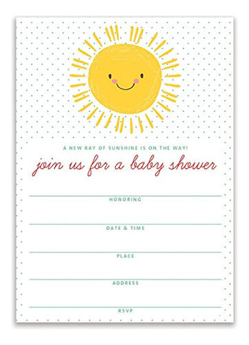 Invitaciones Para Baby Shower Happy Sunshine Género Neutro
