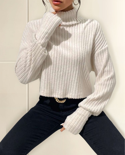 Sweater Cuello Alto Polera Shein Importado
