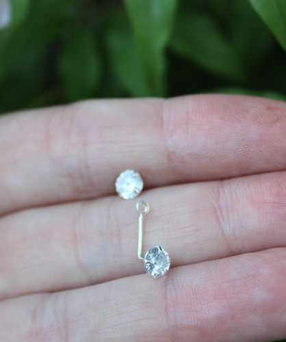 Imagem 6 de 6 de Brincos Zircônia Duplo 2x1 Redonda 5 Mm Prata 925