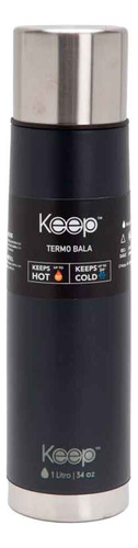 Termo Bala Keep Rubber 1lt Doble Pared Acero Y Silicona Color Negro