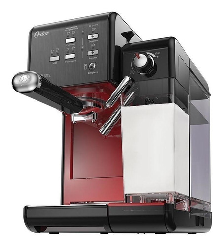 Imagen 2 de 3 de Cafetera Oster PrimaLatte BVSTEM6701 automática negra y roja para expreso y cápsulas monodosis 220V