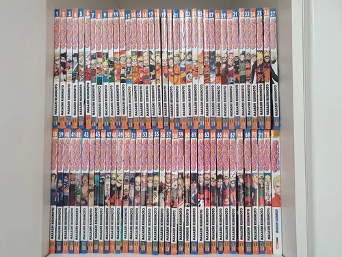 Coleção completa do mangá Naruto, lançado pela Panini.