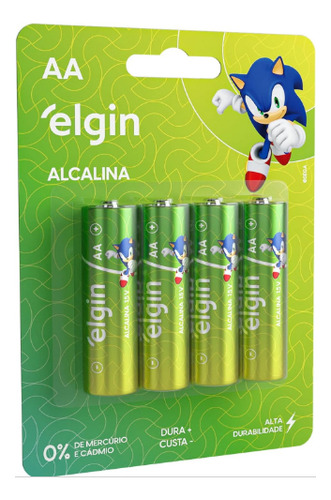 Pilha Bateria Alcalina Pequena Aa C/4 Peças Elgin