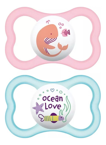 Chupón Mam Baby Air 6-16m 2pz Ocean Love Color Rosa