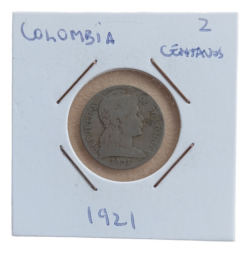 Moneda Colombia 2 Centavos 1921  Escasa Iniciar Coleccion