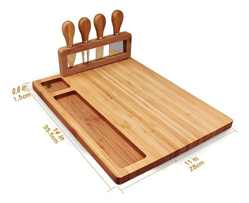 Tabla De Madera Para Picoteo Con 4 Cuchillos