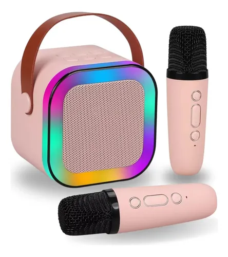Mini Karaoke Altavoz Bluetooth Portátil con 2 Micrófonos Inalámbricos Rosa para Niños Adultos Mini Karaoke Altavoz Bluetooth Portátil con 2 Micrófonos Inalámbricos Rosa para Niños Adultos