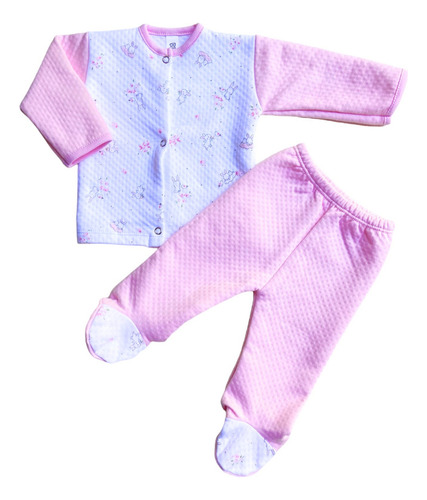 Buzo Pijama 2 Piezas Jacquard Estampado Conejita Para Bebé