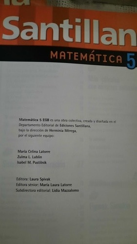 Matemática Egb 5 Santillana ( Nuevo)