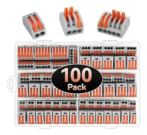 Pack100 Conectores Eléctrico Rápido Tipo Wago 3 Entradas