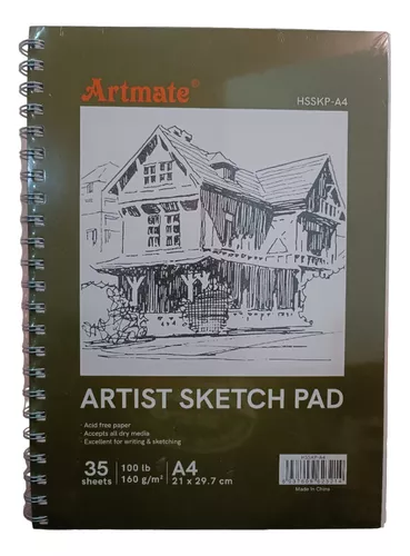 Cuaderno Artmate Sketch A4 Dibujo Hoja Blanca Boceto 160 Gr