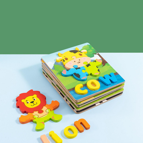 Niños 3d Formas Letra Madera Rompecabezas 14,8 Cm X 17,8 Cm