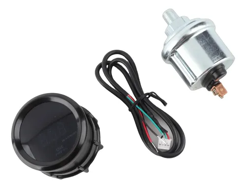 Medidor De Presión De Aceite LED Universal 52mm Negro | Manómetro PSI Para Auto