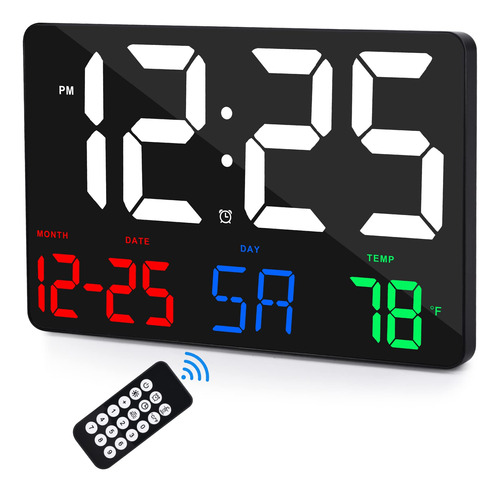 Reloj Digital Led De 11.5 Control Remoto Calendario Temperat