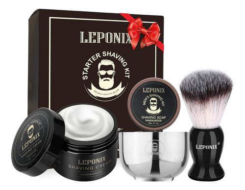Kit De Afeitado Leponix Para Hombre Con Jabón, Brocha Y Crem