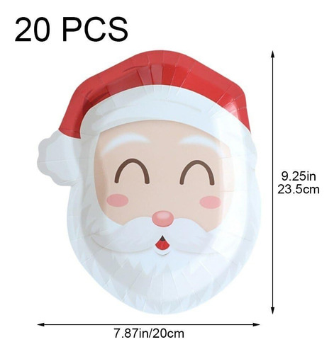 Platos De Papel Navideños Con Renos Navideños De 20 Piezas