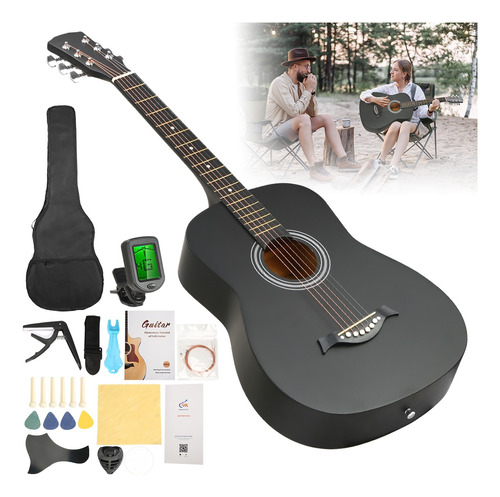 Guitarra Acústica De 38 Inch,con Funda Y Accesorios