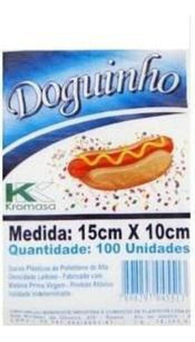 Saco Plástico Para Hot Dog Doguinho 15x10cm C 100un