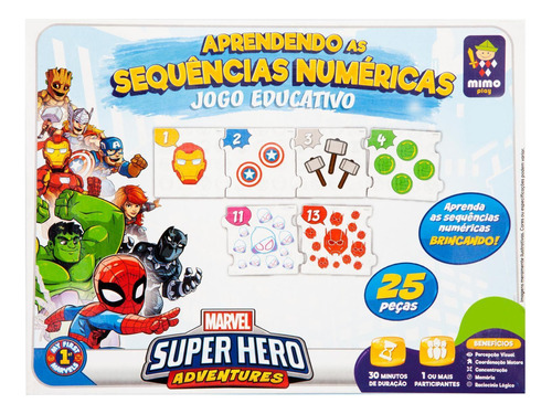 Jogo Educativo Sequencia Numerica Vingadores Disney Mimoplay