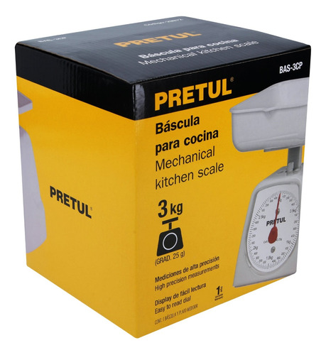 Bascula Mecánica Para Cocina 3kg Pretul 29972