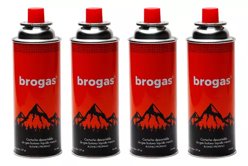 Cartucho Gas Butano Camping Brogas Pack X4 Descartable 227gr - Mandy Hogar