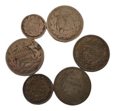 6 Monedas Chile 5-10-20 Centavos De Plata (x1824