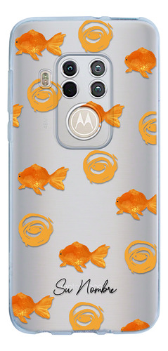 Funda Para Motorola Para Mujer Patrón Pez Peces Con Nombre