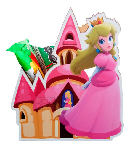 Dulcero O Centro De Mesa Princesa Peach 10 Piezas A 2 Caras