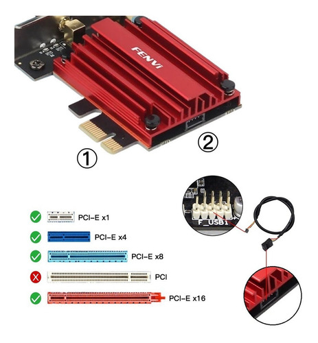 Kit inalámbrico Intel Ax210 Fenvi Pcie Bt 5.3 Wifi 6e 6