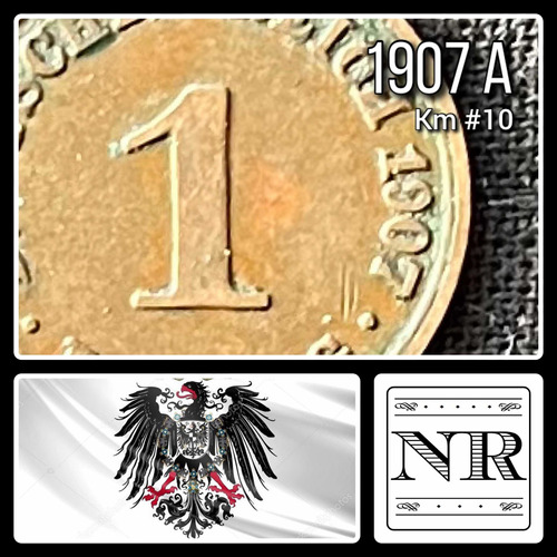 Alemania Imperio - 1 Pfennig - Año 1907 A - Km #10 - Águila 