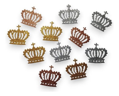 Figura Troquelada Corona Rey Papa Goma Eva Glitter(20utotal) Colores Surtidos
