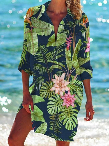 Camisa De Bikini Resort Estampada Para Mujer