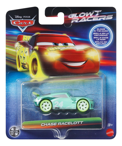 Cars De Disney Y Pixar Glow Racers Vehículo Chase Racelott Color Multicolor