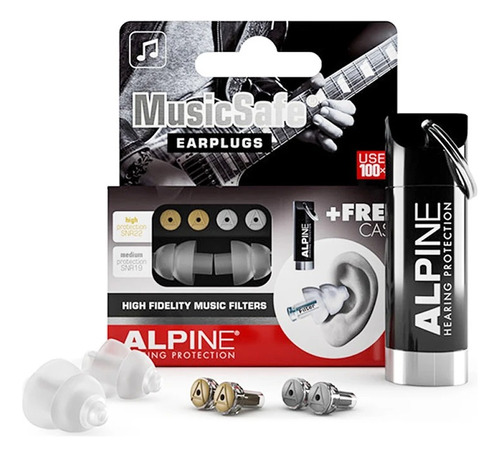 Protector de auriculares Alpine Musicsafe, color blanco transparente
