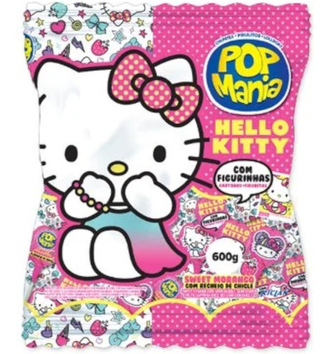 Imagem 1 de 1 de Pirulito Hello Kitty  Sabor Morango - Pop Mania - 600g Com 5