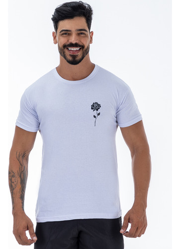 Camiseta Slim Masculina Estampa Floral Minimalista Premium