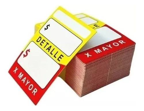 100 Etiquetas De Carton Para Precios Amarillo Y Rojo 7x5cm