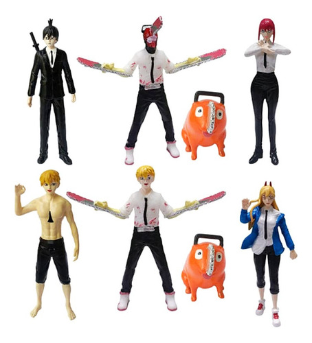 Coleccion 8 Figuras Chainsaw Man Pvc Blister Anime Pochita 