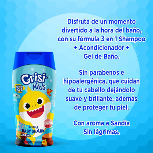 Shampoo Grisi Kids Sandia 3 En 1 300ml