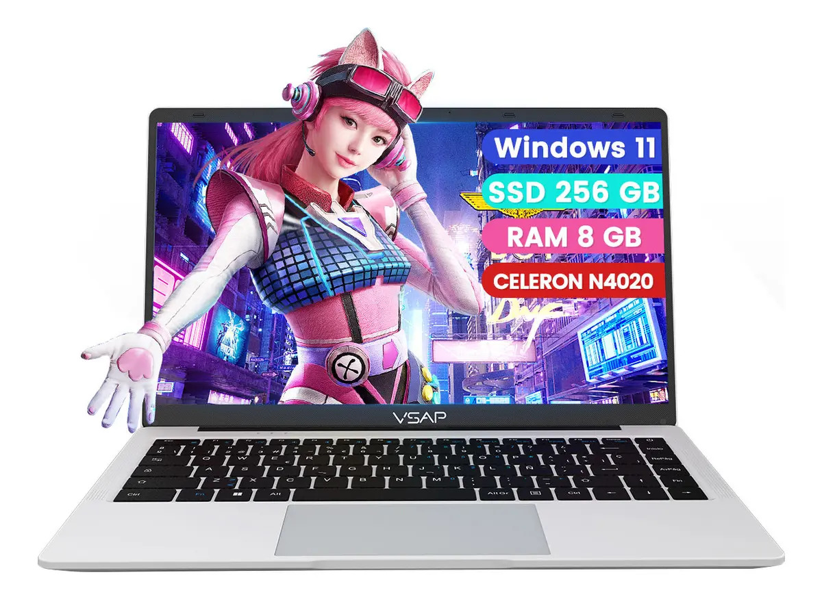 Notebook Intel Celeron, 8 GB de RAM, 256 Gb, SSD, Windows 11, 14 polegadas, prata