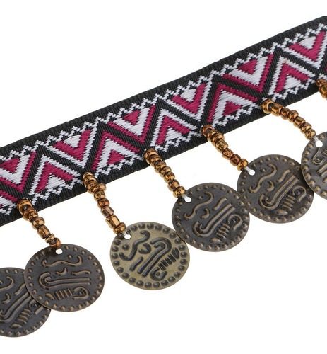 Tela De Encaje Bohemio Con Flecos De Cobre