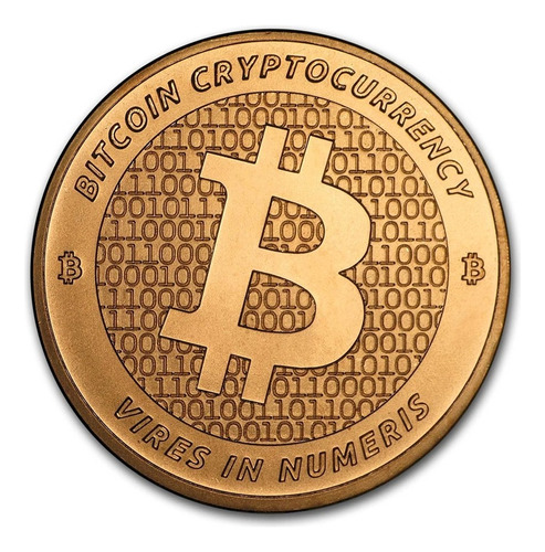 Moneda De Cobre Diseño Bitcoin
