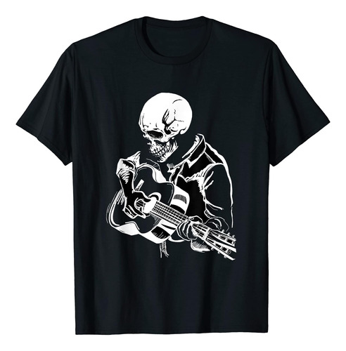 Esqueleto De Halloween Tocando La Guitarra - Camiseta De Ban